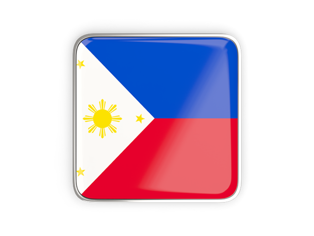 Квадратная иконка с металлической рамкой. Скачать флаг. Филиппины