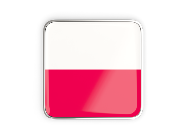 Square icon with metallic frame. Download flag icon of Poland at PNG format