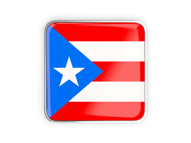 Square icon with metallic frame. Download flag icon of Puerto Rico at PNG format