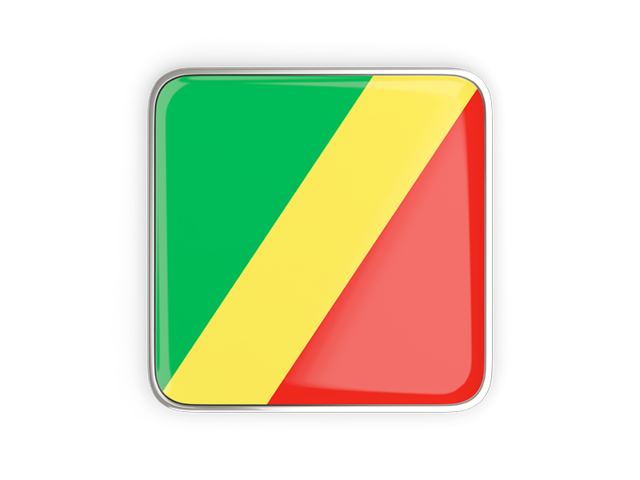 Square icon with metallic frame. Download flag icon of Republic of the Congo at PNG format