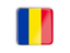 Romania. Square icon with metallic frame. Download icon.