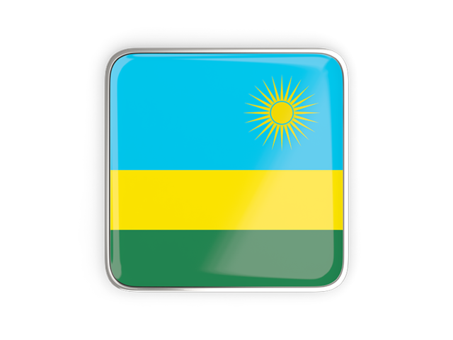 Square icon with metallic frame. Download flag icon of Rwanda at PNG format