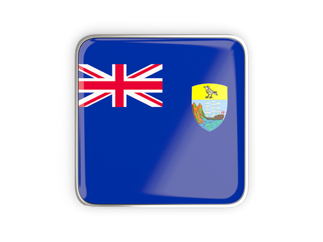 Квадратная иконка с металлической рамкой. Скачать флаг. Острова Святой Елены, Вознесения и Тристан-да-Кунья