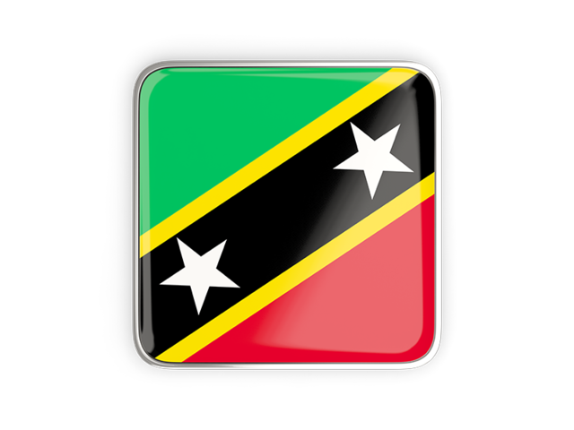 Square icon with metallic frame. Download flag icon of Saint Kitts and Nevis at PNG format