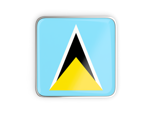Square icon with metallic frame. Download flag icon of Saint Lucia at PNG format