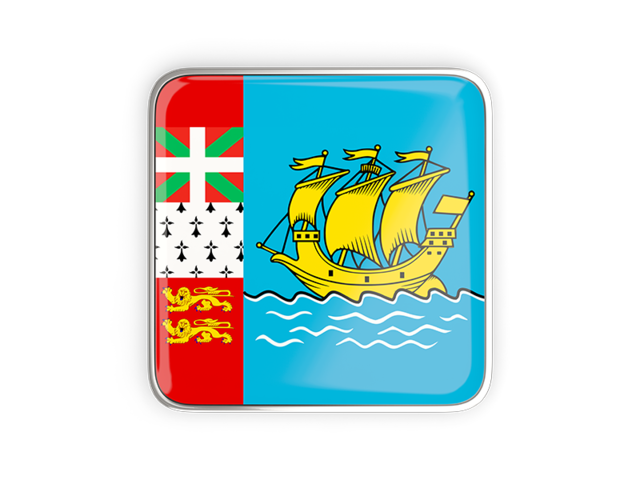 Square icon with metallic frame. Download flag icon of Saint Pierre and Miquelon at PNG format