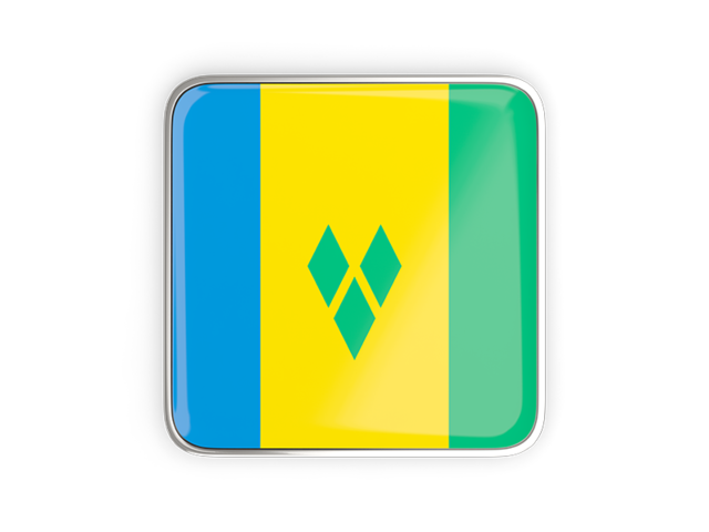 Square icon with metallic frame. Download flag icon of Saint Vincent and the Grenadines at PNG format