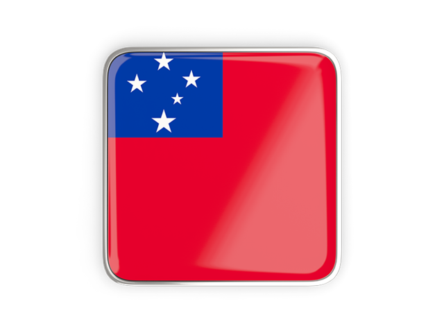 Square icon with metallic frame. Download flag icon of Samoa at PNG format