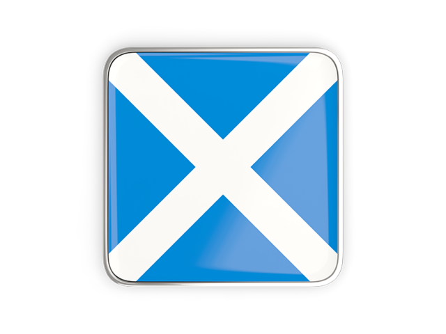 Квадратная иконка с металлической рамкой. Скачать флаг. Шотландия