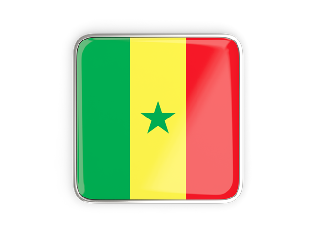 Квадратная иконка с металлической рамкой. Скачать флаг. Сенегал