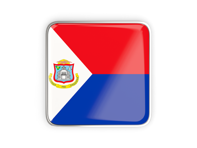 Square icon with metallic frame. Download flag icon of Sint Maarten at PNG format