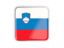 Slovenia. Square icon with metallic frame. Download icon.