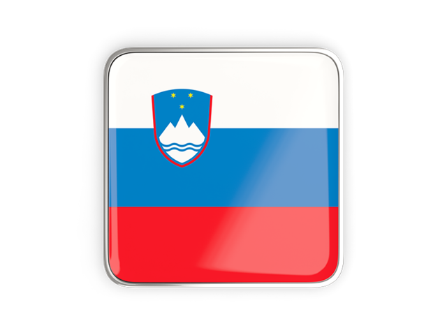 Square icon with metallic frame. Download flag icon of Slovenia at PNG format