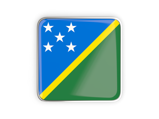 Square icon with metallic frame. Download flag icon of Solomon Islands at PNG format