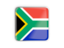 South Africa. Square icon with metallic frame. Download icon.