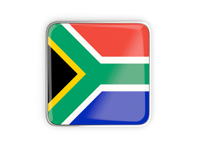 Square icon with metallic frame. Download flag icon of South Africa at PNG format