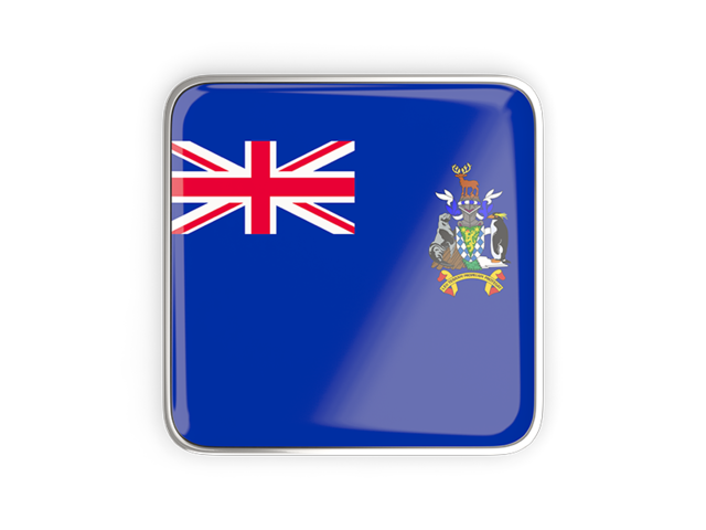Квадратная иконка с металлической рамкой. Скачать флаг. Южная Георгия и Южные Сандвичевы острова