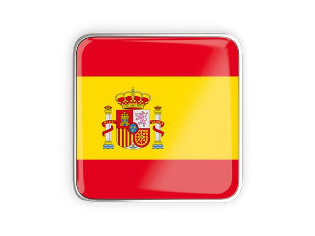Square icon with metallic frame. Download flag icon of Spain at PNG format