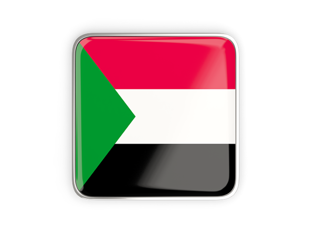 Square icon with metallic frame. Download flag icon of Sudan at PNG format