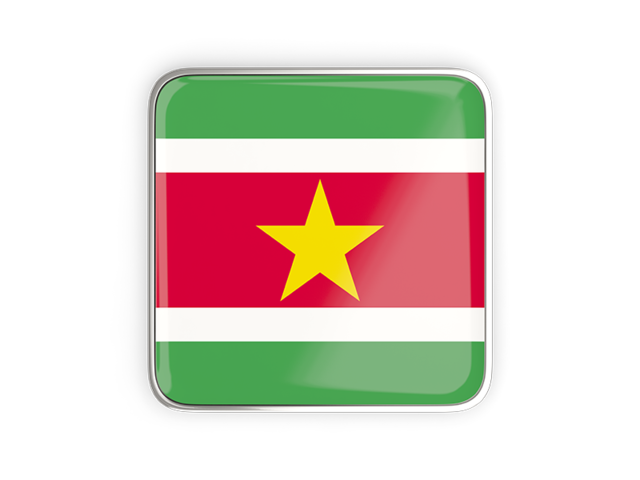 Square icon with metallic frame. Download flag icon of Suriname at PNG format