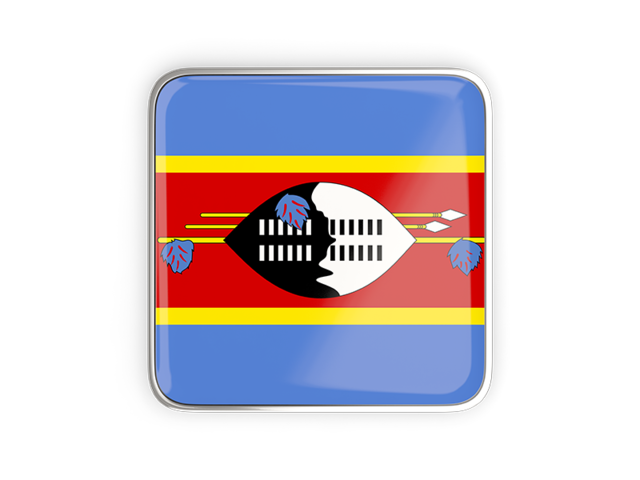 Квадратная иконка с металлической рамкой. Скачать флаг. Свазиленд