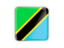 Tanzania. Square icon with metallic frame. Download icon.