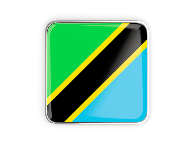 Square icon with metallic frame. Download flag icon of Tanzania at PNG format