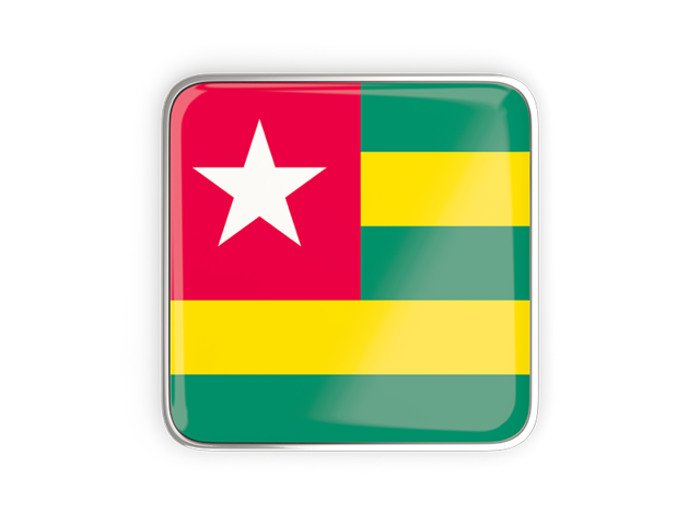 Square icon with metallic frame. Download flag icon of Togo at PNG format
