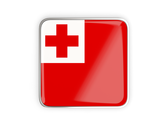 Square icon with metallic frame. Download flag icon of Tonga at PNG format