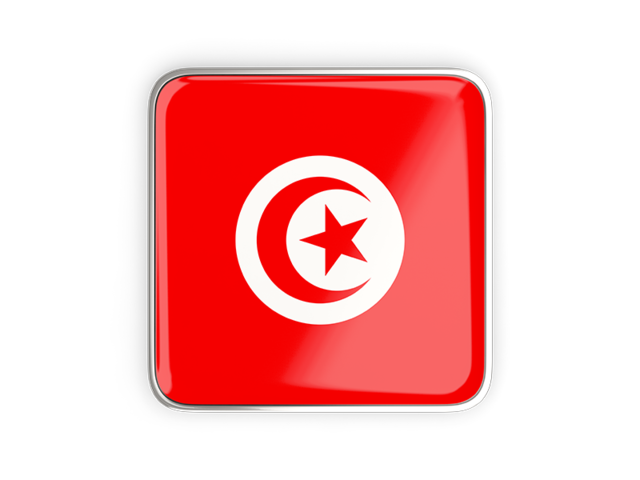 Square icon with metallic frame. Download flag icon of Tunisia at PNG format