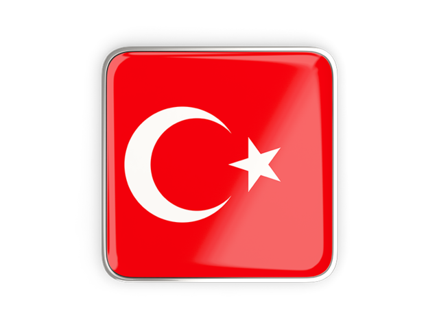 Square icon with metallic frame. Download flag icon of Turkey at PNG format