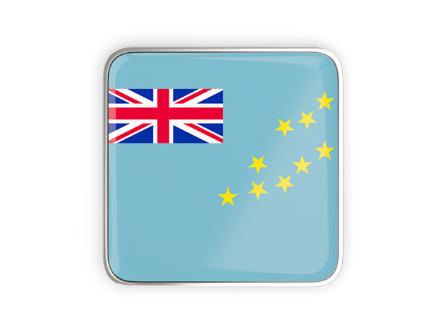Square icon with metallic frame. Download flag icon of Tuvalu at PNG format