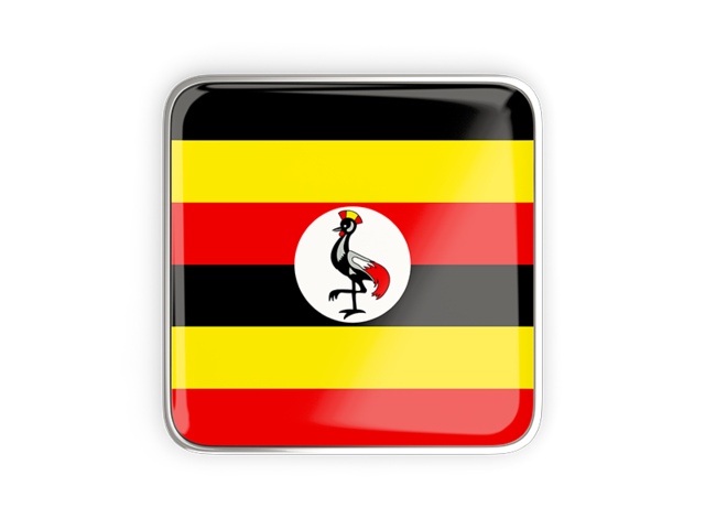 Square icon with metallic frame. Download flag icon of Uganda at PNG format