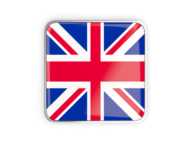 Square icon with metallic frame. Download flag icon of United Kingdom at PNG format