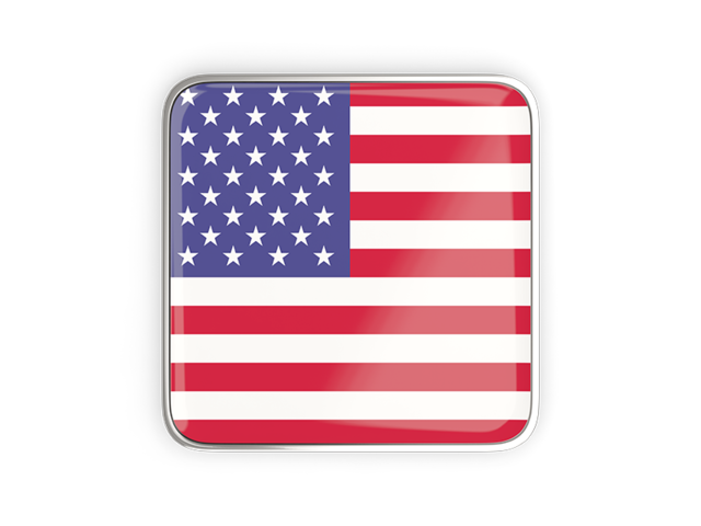 Square icon with metallic frame. Download flag icon of United States of America at PNG format