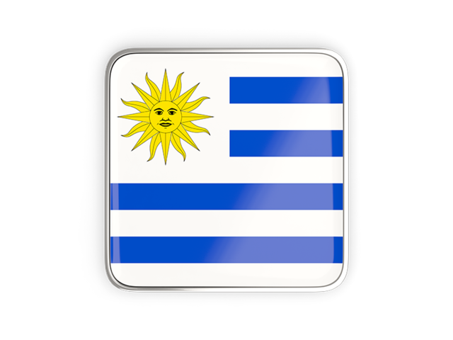 Square icon with metallic frame. Download flag icon of Uruguay at PNG format