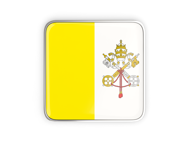 Square icon with metallic frame. Download flag icon of Vatican City at PNG format