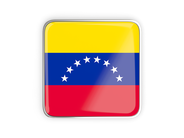 Квадратная иконка с металлической рамкой. Скачать флаг. Венесуэла