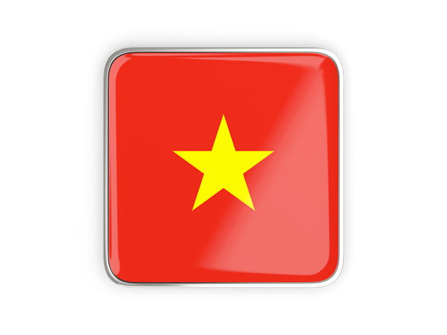 Square icon with metallic frame. Download flag icon of Vietnam at PNG format