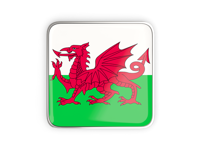 Square icon with metallic frame. Download flag icon of Wales at PNG format
