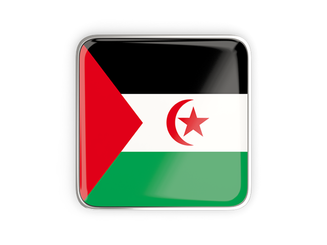 Square icon with metallic frame. Download flag icon of Western Sahara at PNG format