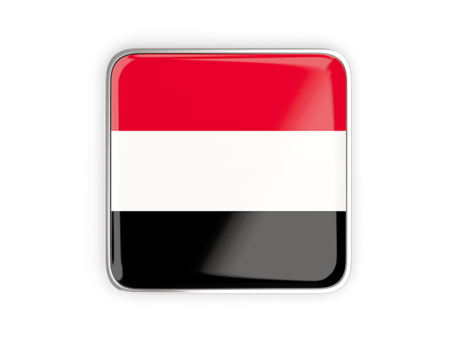 Square icon with metallic frame. Download flag icon of Yemen at PNG format
