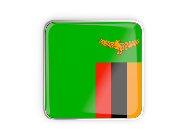 Квадратная иконка с металлической рамкой. Скачать флаг. Замбия