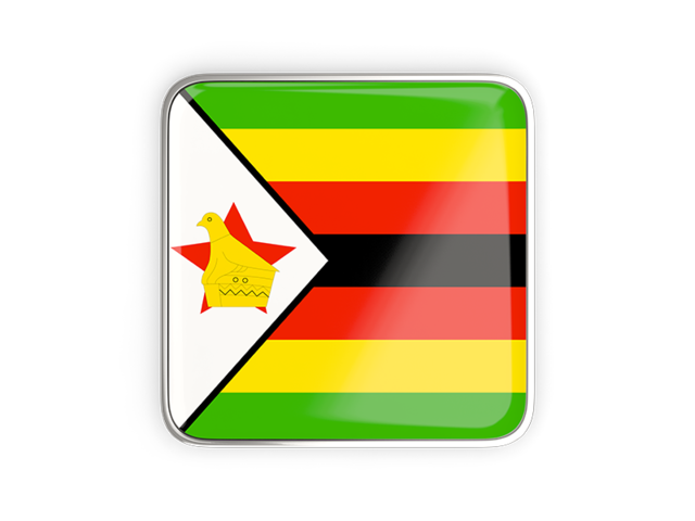 Square icon with metallic frame. Download flag icon of Zimbabwe at PNG format