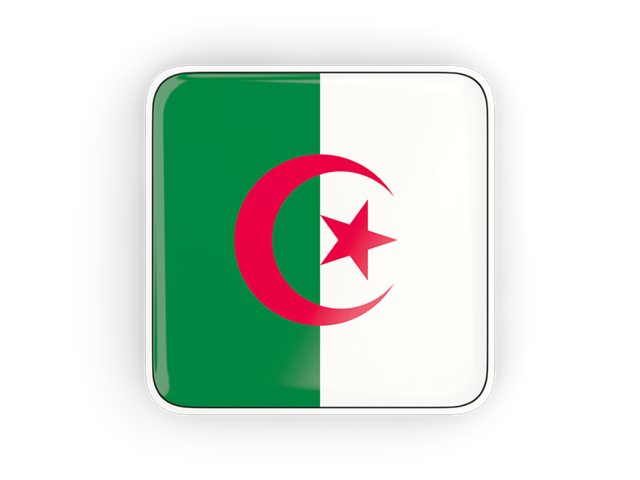 Square icon with frame. Download flag icon of Algeria at PNG format