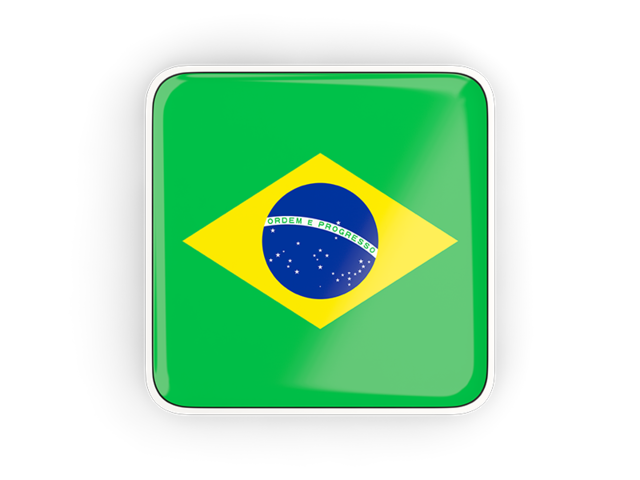 Square icon with frame. Download flag icon of Brazil at PNG format