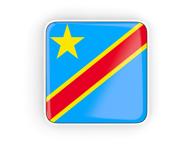 Квадратная иконка с рамкой. Скачать флаг. Демократическая Республика Конго