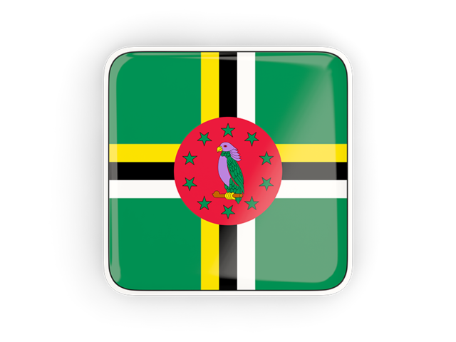 Square icon with frame. Download flag icon of Dominica at PNG format