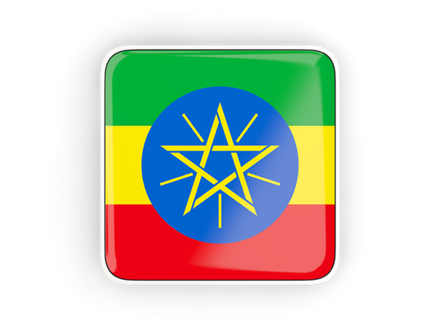 Square icon with frame. Download flag icon of Ethiopia at PNG format