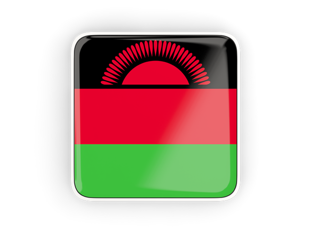 Square icon with frame. Illustration of flag of Malawi